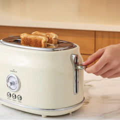 Karaca Retro Broodrooster met 2 Sneden Crème