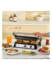 Karaca Inox Toastmate Grill – capaciteit voor 6 sneetjes, gietijzeren platen, 2000 W