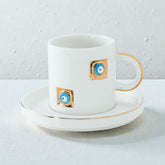 BRICARD YADIGAR ESPRESSOSET WIT-GOUD 12-DELIG