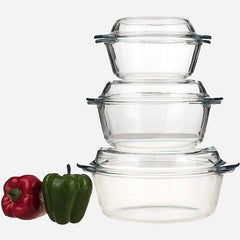 Borcam – Ronde Ovenschalen – Met deksel – Set van 3