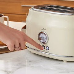 Karaca Retro Broodrooster met 2 Sneden Crème