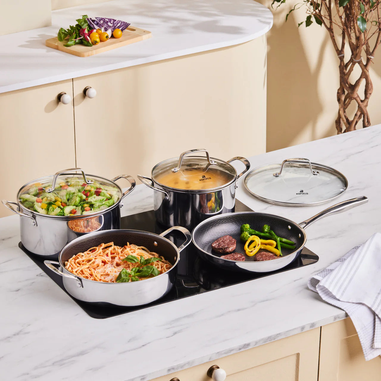 Karaca Ceramica Steel 3-Ply RVS Kookset