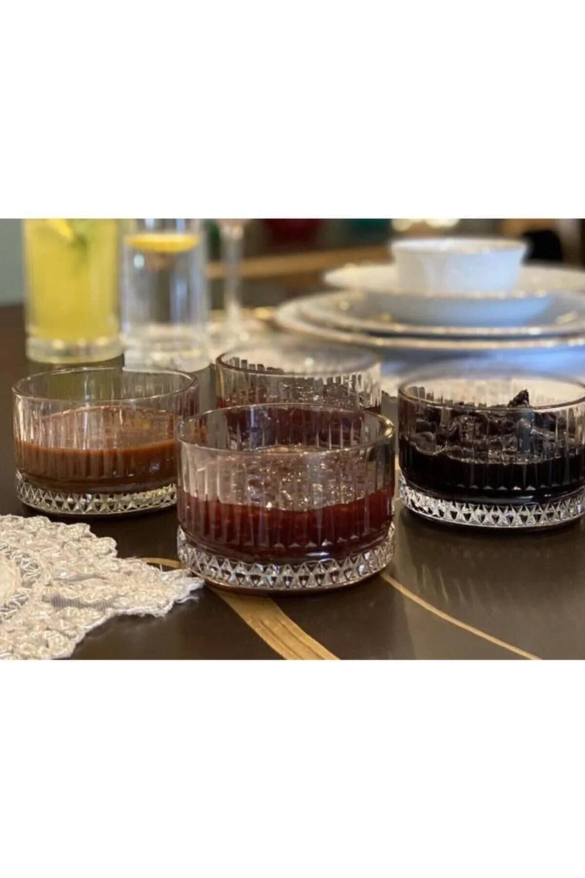 Pasabahce Elysia 4-piece Glass Bowl Set - 235 cc - Striped Design