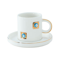BRICARD YADIGAR ESPRESSOSET  WIT-GOUD 12-DELIG