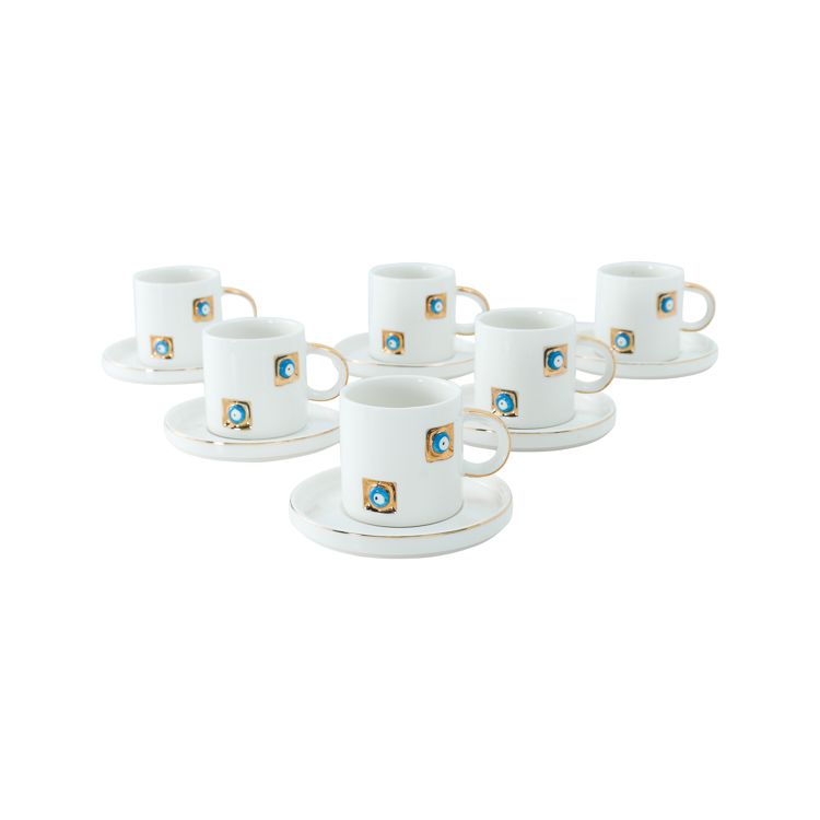 BRICARD YADIGAR ESPRESSOSET  WIT-GOUD 12-DELIG