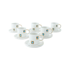 BRICARD YADIGAR ESPRESSOSET  WIT-GOUD 12-DELIG
