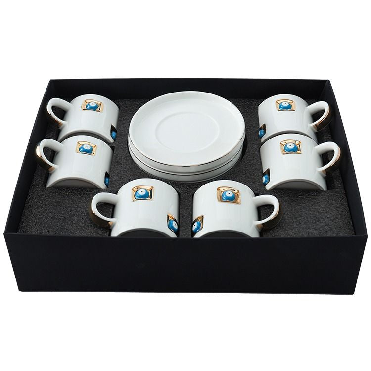BRICARD YADIGAR ESPRESSOSET  WIT-GOUD 12-DELIG