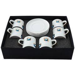 BRICARD YADIGAR ESPRESSOSET  WIT-GOUD 12-DELIG