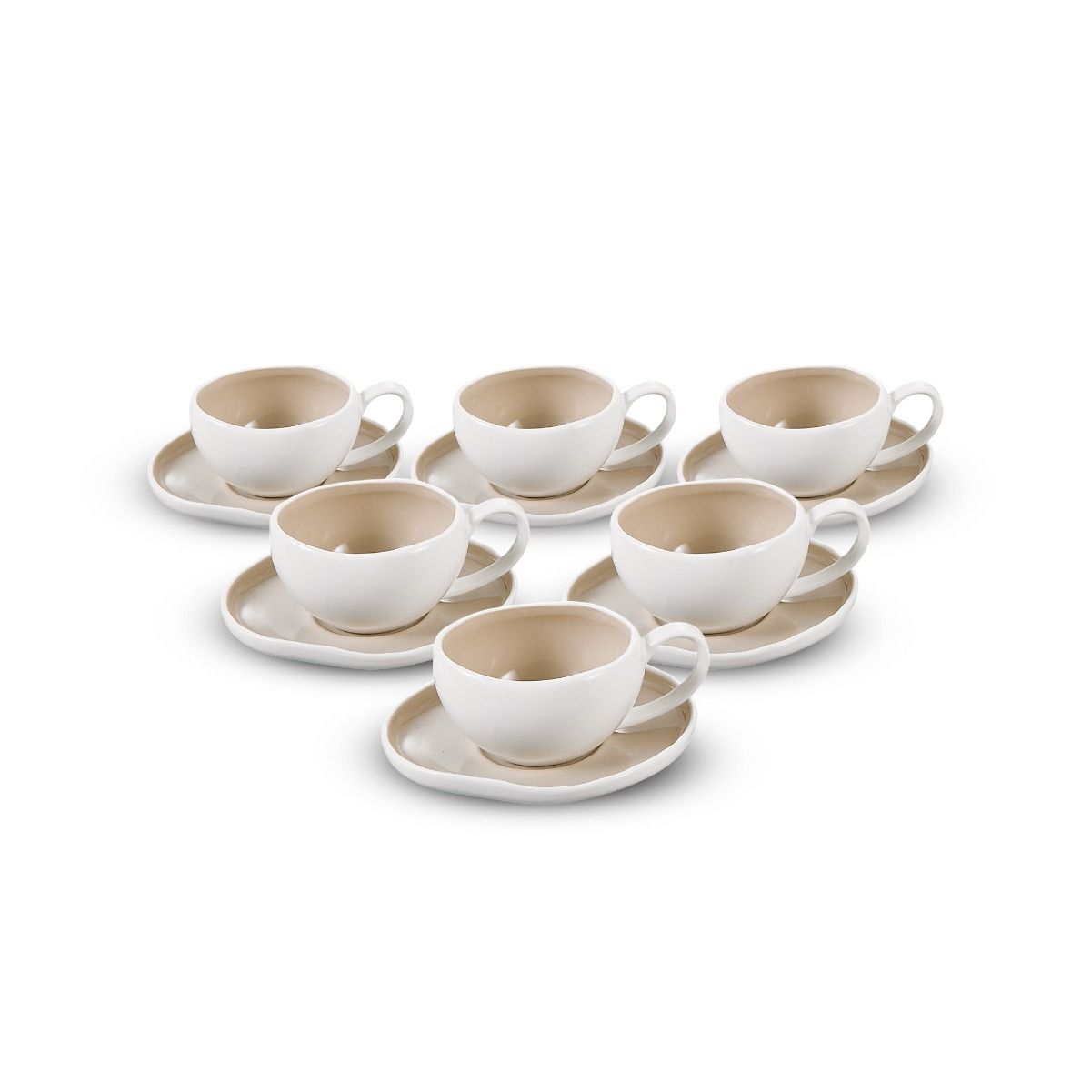 BRICARD BARLES ESPRESSOSET  WIT-TAUPE 12-DELIG