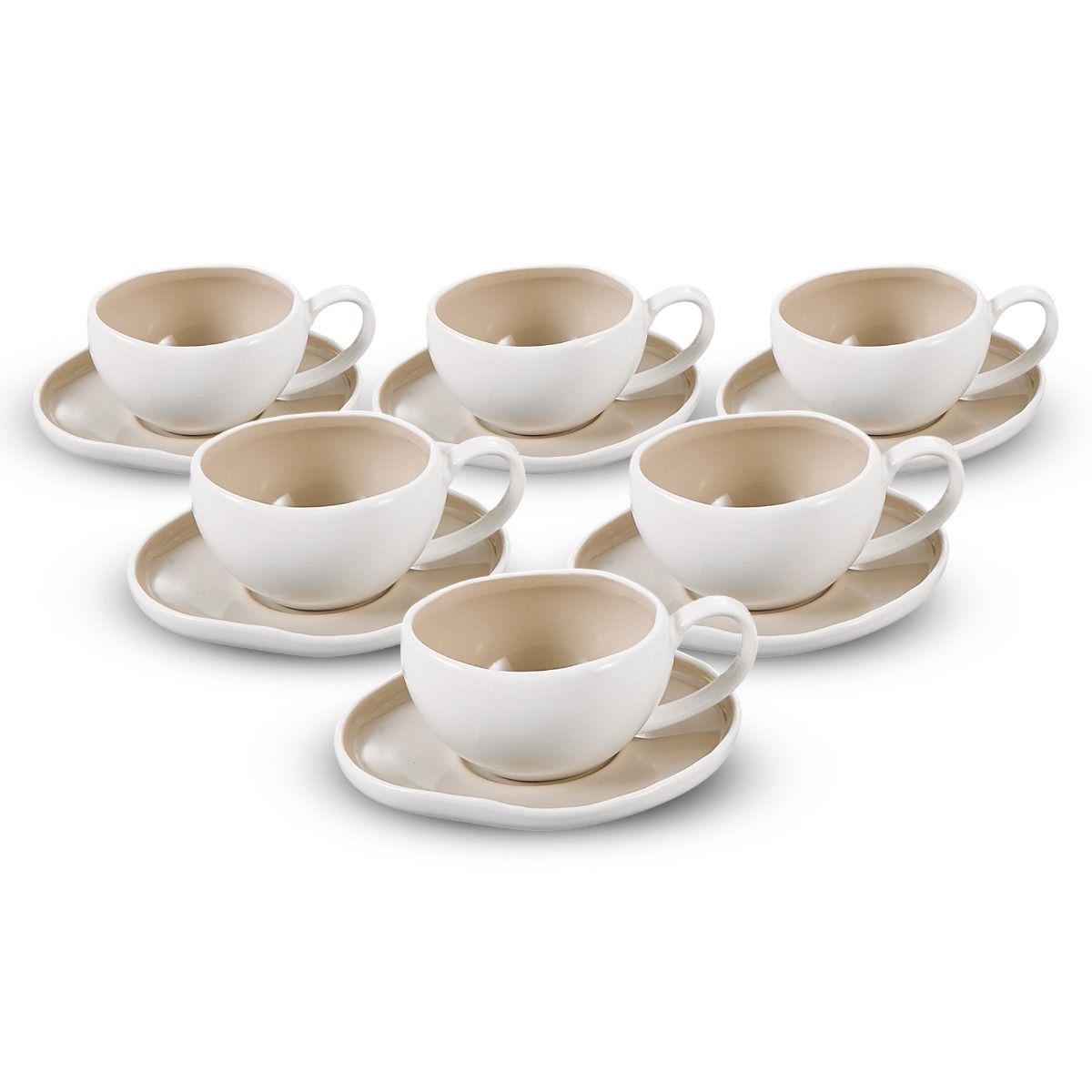 BRICARD BARLES KOFFIESET WIT-TAUPE 12-DELIG