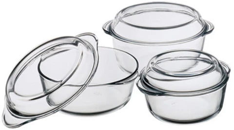 Borcam – Ronde Ovenschalen – Met deksel – Set van 3