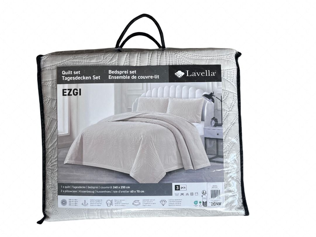 LAVELLA EZGI BEDSPREI SET | 240X250 CM BEIGE 3-DELIG