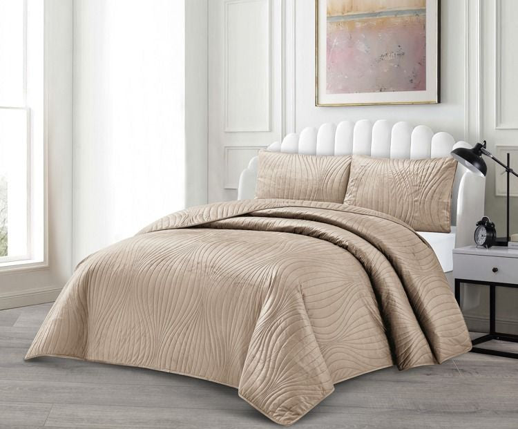 LAVELLA IRIS BEDSPREI SET | 240X250 CM BRUIN 3-DELIG