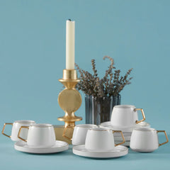 Karaca Streamline Saturn koffiekopjesset voor 6 personen 90 ml, goud