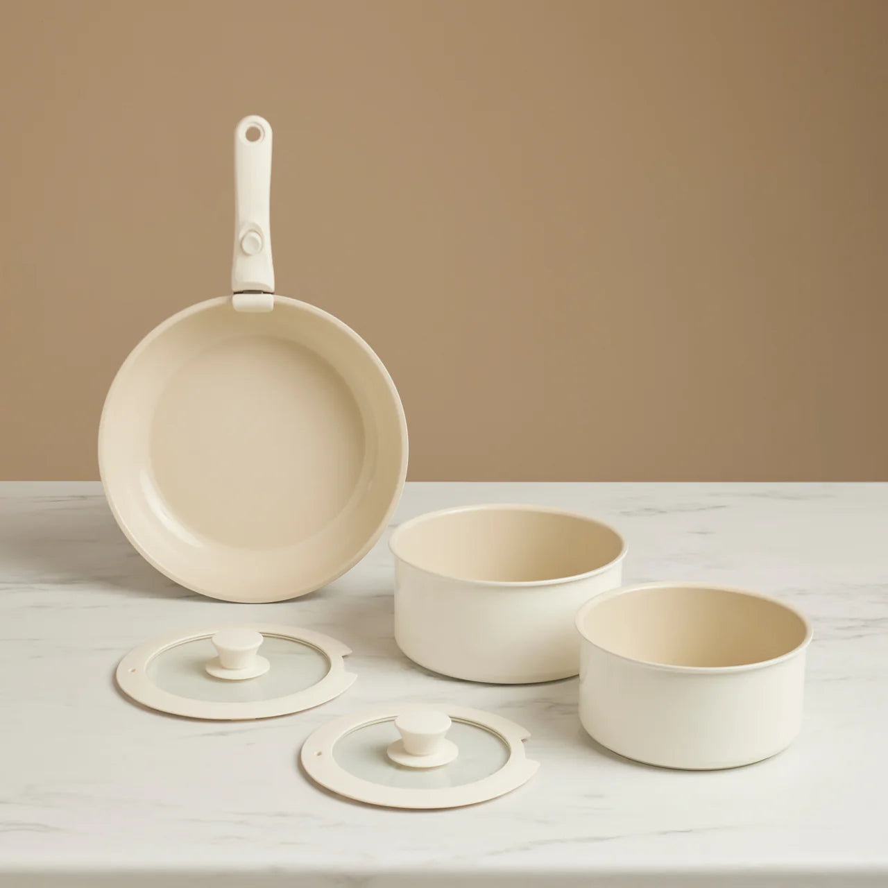 Karaca Comfort 6 Delige Keramische Pannenset Met Afneembare Handgreep