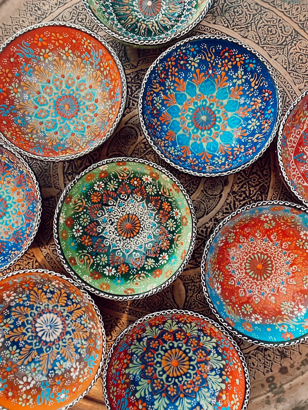 Turkse schalen set van 4 blauw