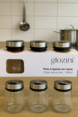 Glazen Kruidenpotjes Set – 3-delig | 160 ml met RVS Draaideksel